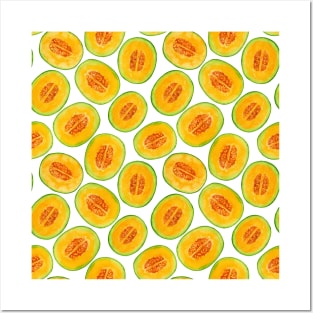 Melon slices watercolor pattern Posters and Art